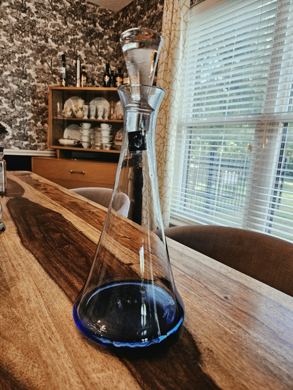 Circleware "Island" Glass Wine & Spirits Decanter W Stopper - Blue Base